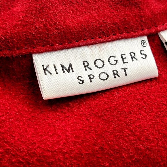 Vintage Red Suede/Leather Button-Front Women's Coat With Folded Collar & Cuffs - Picture 10 of 16